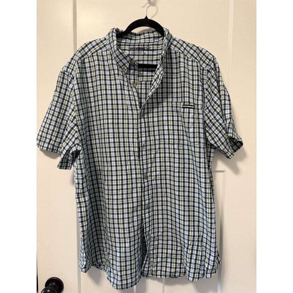 Wolverine  Mens Short Sleeve Shirt - Size XL  Blue And Green‎